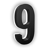 7 Inch LED House Numbers, ABS-Polymer, Premium Quality, Backlit LED 5000K Illuminated Home Address Number, Lighted House Numbers, Modern Address Numbers (9, Black)