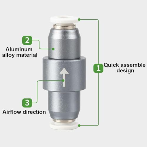 Image of CO2 Diffuser, CO2 Diffuser for Planted Aquarium, One Way Non-Return, Self Locking, 0.3 Bar Push Pressure for OD 6mm Air Pipes, Quick Connect Inline Valve for Fish Tank CO2 System