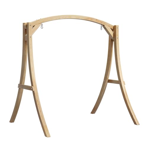 Image of VINGLI 6.7FT Wooden Porch Swing Frame, 1000-lb A-Frame Stand, Natural