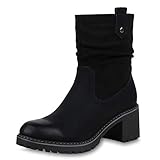  SCARPE VITA Klassische Damen Stiefeletten Leicht Gefütterte Stiefel Profilsohle Boots Leder-Optik Schuhe Kurzschaft-Stiefel Booties 171091 Schwarz 39