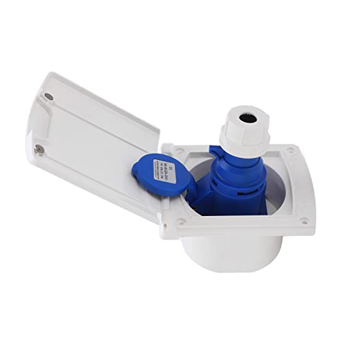 Entrada de Bloqueo Giratorio del Enchufe de Alimentación, Rv Shore Power ， Tomacorriente para RV Enchufe Externo Impermeable de 3 Clavijas Toma de Corriente Montaje Integrado 220V-250V 16a(blanco)