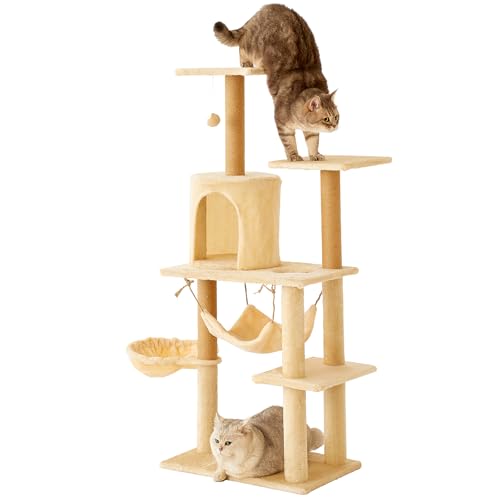 Torre para gato de 52 pulgadas con rascador y hamaca miniatura 1