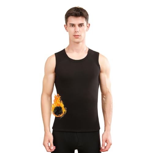 Ouruikai Men Thermal Underwear Tops Fleece Lined Thermal Underwear Vest Keep Warm Thermal Sleeveless Vest Tank Tops