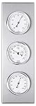 Youshiko 3 in 1 Weather Station for Indoor and Outdoor Use, Barometer Thermometer Hygrometer, Stainless Steel (Frame Size: 30 x 10 cm)