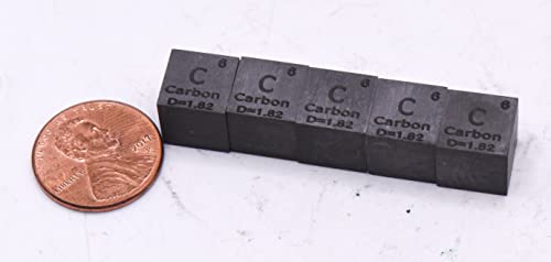 Image of 0.39 inch 10mm Carbon Cube C up to 99.9% Pure Periodic Table Element Engraved Density Collection Science Education Display Block Cube + Acrylic Case Box - 1PC