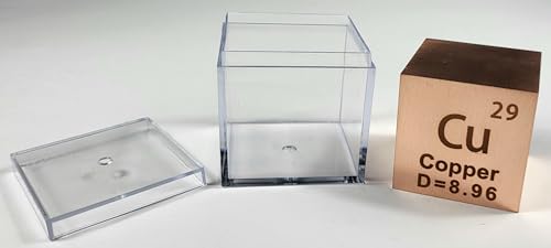 Image of 1.5 inch 38.1mm Copper Metal Cube Cu up to 99.9% Pure Periodic Table Element Engraved Density Collection Science Education Display Block Cube + Acrylic Case Box - 1PC