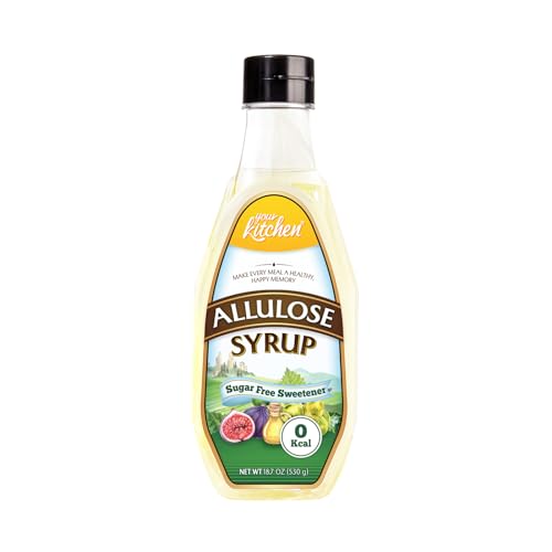 Your Kitchen Allulose Syrup 18.7 Fl Oz, Zero Calorie Sweetener, Keto Diet, Vegan Friendly Allulose Sweetener, Non GMO, Non Erythritol, Zero Net Carbs Liquid Sweetener for Baking, Drinks
