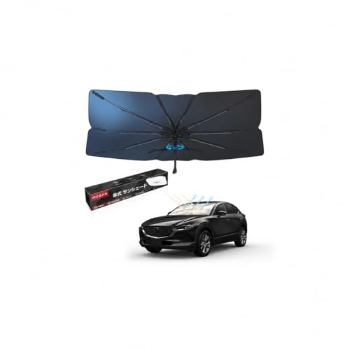【2026改良型】Mozan マツダ CX-30 DM系 専用 傘型 サンシェード フロントガラス シェード 傘 DMEP/DM8P/DMFP型 2019年10月-現行 パラソル 傘式 日よけ UVカット 10本骨 ガラス繊維 360°回転可能 傘柄が曲がる 日差しカット 遮光 断熱 車中泊 プライバシー保護 ワンタッチ収納 専用設計 収納袋付き 取付簡単 内装パーツ