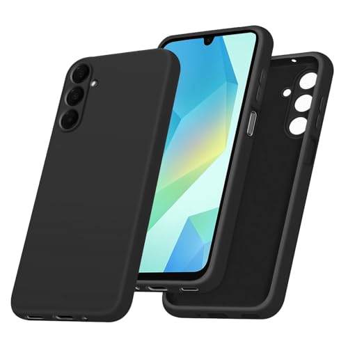 T Tersely Liquid Silicone Case for Samsung Galaxy A16, Suitable for Wireless Charger Shockproof & Scratch Soft Case Cover with Liquid Silicone Rubber Skin, Black