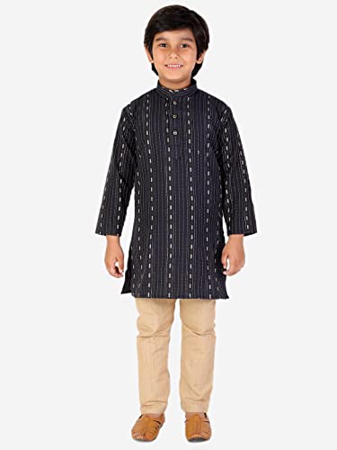 Image of Pro-Ethic Style Developer Boys Cotton Floral Ethnic Wear Kurta & Contrast Pajama Set (152)