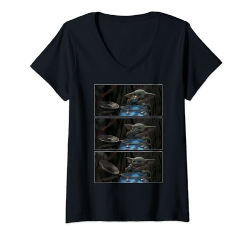T-shirt The Mandalorian femme col V imprimé Star Wars Grogu