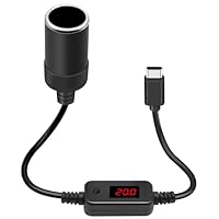 USB C auf Zigarettenanzünder, 60W USB C Stecker auf 12 V Auto Zigarettenanzünder Adapter, USB Zigarettenanzünder für Auto-Recorder, Streaming-Rückspiegel, Geschwindigkeitsradar, Auto-Umgebungslicht