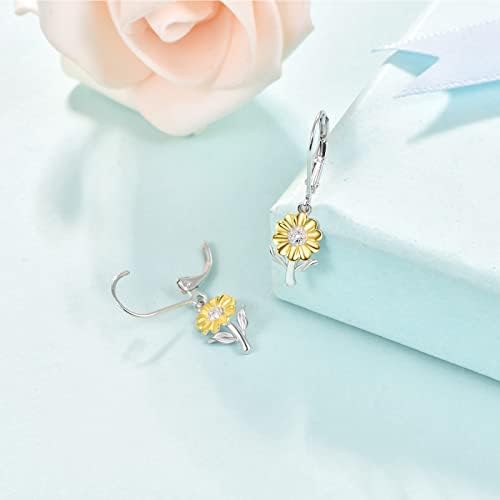 Sunflower Stud Earrings, S925 Sterling Silver Sunflower Earrings You Are My Sunshine Sunflowers Jewellery for Women, Silver