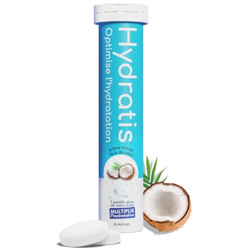 HYDRATIS - Pastillas efervescentes Coco - Optimiza la hidratación - Rico en minerales - Bajo en azúcar - Sabores suaves - Deporte, calambres, recuperación - 20 pastillas