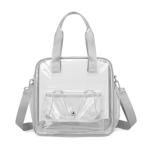 PVC Transparent Beach Bag - Large Capacity Waterproof Swimming Tote with Multi-Carry Design, Clear Fitness Yoga Crossbody Handbag for Summer(Gray)