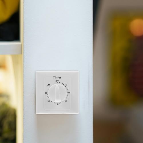 Baluue Zeitsteuerung Countdown Timer Schalter für Innen Mechanischer Zeitschalter Automatische Abschaltung Einfache Bedienung Geeignet für Badlüfter und Beleuchtung Vielseitig Einsetzbar