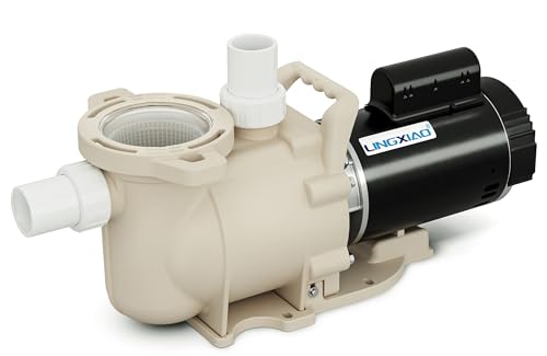 Image of 1HP Pool Pump, 115 /208-230V Pool Pump Inground, 5785GPH, In /Above Ground Pool Pumps, Low Nosie, Powerful Self Primming Swimming Pool Pump with 2 inch /1.5 inch Fittings - 2 Year Warranty