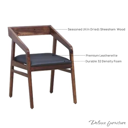 Image of Solid Sheesham Aram Chair for Living Room| Wooden Chair | Outdoor & Indoor Home Dining Room Furniture (Provincial Teak)