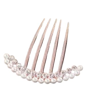 Pearl and Crystal Hair Comb Pin, Decorative Bridal Hair Accessory, Women and Girls
