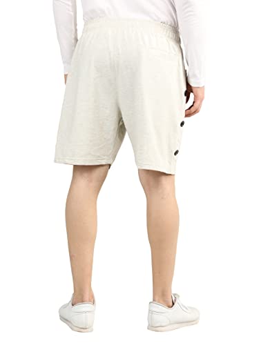 Image of CHKOKKO Men's Regular Cotton Regular Fit Plain Shorts for Men Ecru 3XL