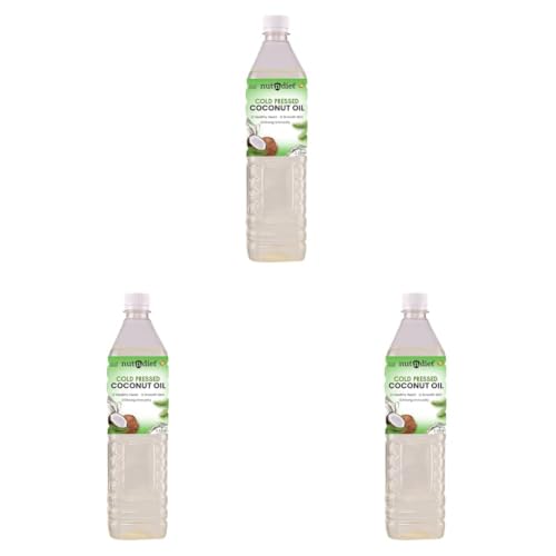 Image of nutndiet Cold Pressed Coconut Oil 1 Litre PET Bottle | Pure & Natural | Ideal for Cooking, Skin Care, Hair Care & Massage | Chemical-Free, Rich in Nutrients & Antioxidants (Pack of 3)