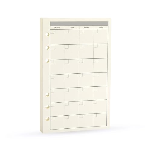 A6 Planner Refill,Month Tracker Spiral Notebook Refill,for 6 Holes Filofax/Personal Journal45sheets/90pages, 100Gsm Quality,Harphia (A6 3.74 x 6.77'',Monthly)