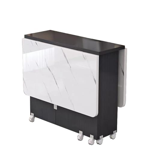 ZhangHY Mesa de comedor plegable portátil que ahorra espacio, casa pequeña, simple, multifuncional, con armario de almacenamiento de 2 niveles, mesa de entrada