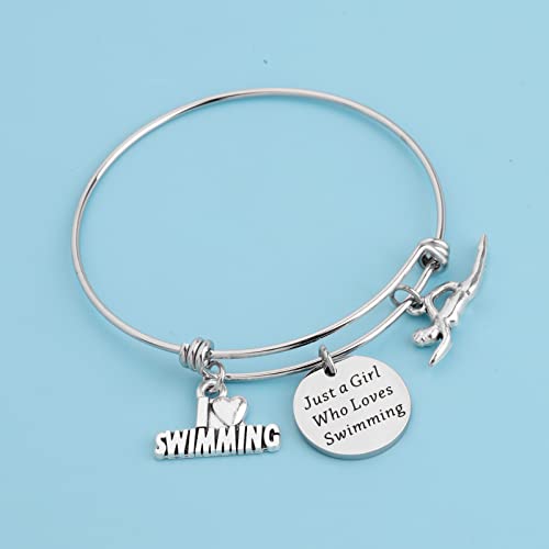 Image of FUSTMW Swimming Bracelet Just a Her Who Loves Swimming Gifts Swim Gifts for Swimmers Jewelry I Love Swimming Lover Gifts