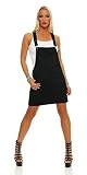 Fashion4Young 11095 Damen Jeansskirt Jeansrock Minirock Trägern Latzrock Rock Denimrock Schwarz (XS=34, schwarz)