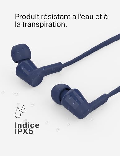 Belkin SoundForm Écouteurs filaires avec connecteur USB-C (écouteurs Intra-Auriculaires avec Micro, pour iPhone 16/15, iPad Mini, Galaxy 24, Android, etc., avec connecteur USB-C, Bleu)