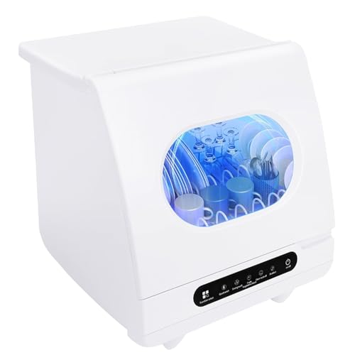Mini lavavajillas con 5 programas de lavado, control táctil, secado automático, cuidado del bebé y lavado de frutas, compacto para el hogar, apartamento y dormitorio
