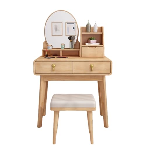 �h���b�V���O�e�[�u�� 2�̑傫�Ȉ����o���t�����C�ރh���b�V���O�e�[�u���Z�b�g ���[�L���r�l�b�g 3�g�[���Ɩ��~���[�I�b�g�}�� ���� ���̎q�p�̃h���b�V���O�e�[�u���f�X�N (���ؐF,���C�g�Ȃ� - 80cm) [���s�A���i]