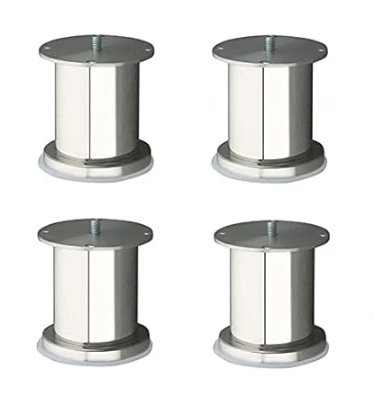 WSK Sofa Furniture Leg 4 Inch Height / 50 MM Round Stainless Steel Glossy Finish Round Model Sofa Leg Pack of 4 Pcs SL1108H4-004