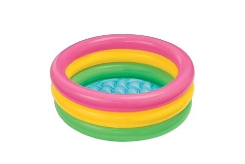 Image of LONGMIRE Sunset Glow 3 Ft Round Swimming Pool for Kids | Inflatable Round Colourful Ring Baby Pool Portable Baby Bath tub | 0-5 Years | Indoor & Outdoor (Multi Color)