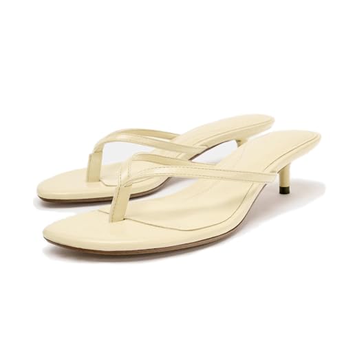 Image of Women's Miami Kitten Heels Sandals Square Open Toe Thong Sandal Flip Flop Heels +Memory Foam Heeled Sandals for Women