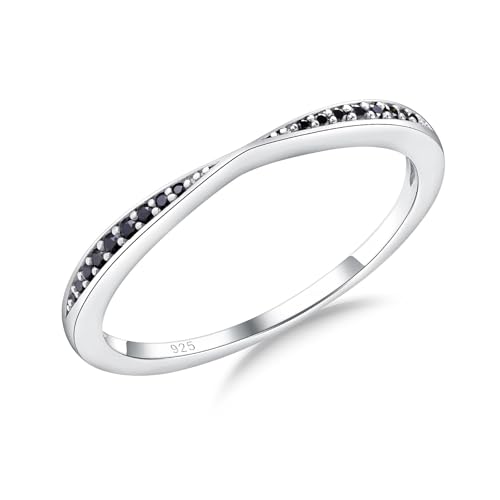 Channel Set Moissanite/Blue Sapphire/Emerald/Ruby Wedding Band 925 Sterling Silver 2mm Width Stackable Birthstone Rings for Lover Women Bow Ring, Size 6 to 10 (Send Gift Box)