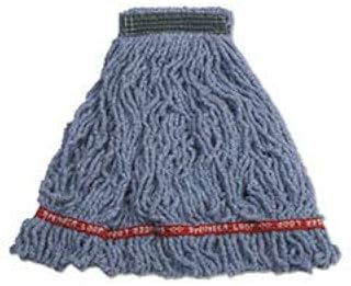 RUBBERMAID COMMERCIAL PROD. Swinger Loop Shrinkless Mop Heads, Cotton/synthetic, Blue, Medium, 6/carton