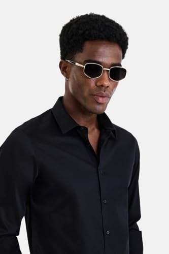 Image of SNITCH Men Formal Shirt | Modern Slim Fit Long Sleeve Spread Collar Solid Style | 100% Cotton Breathable Fabric for Office, Weddings & Festive Occasions Wear
