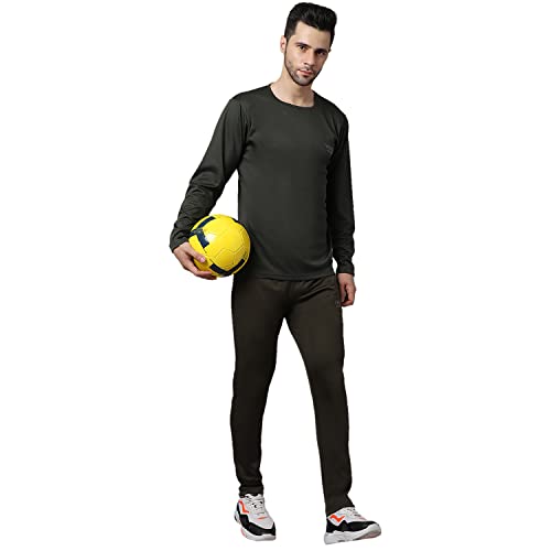 Image of MACK JONNEY Dryfit Lycra Solid Multicolor Tracksuit Co-ord Set for Men (Pack of 2)-DRY T FS OLV GRY D10 OLV GRY 04-M
