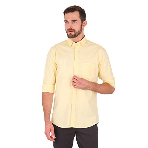 Image of Colorplus Men's Cotton Blend Solid Pattern Tailored Fit Spread Collar Full Sleeve Casual Shirt