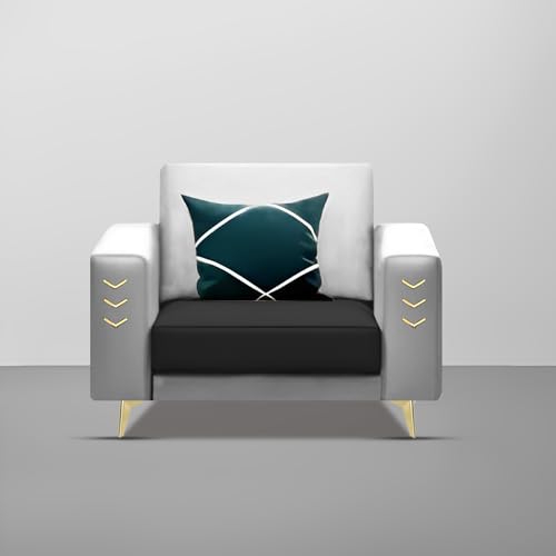 Image of Casaliving Falco 1 Seater Sofa Set for Living Room (Black Grey Fabric) Premium Fabric Sofa