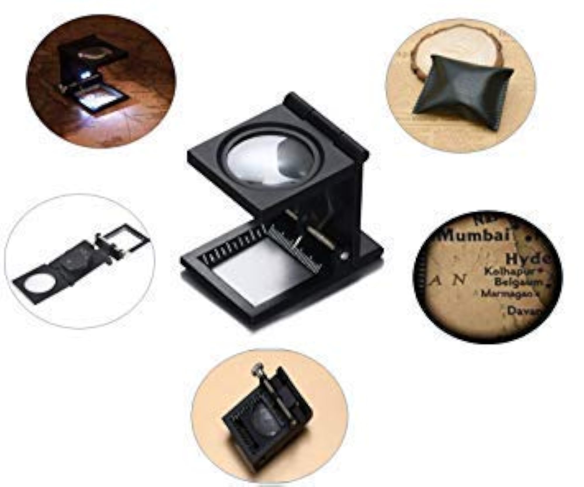 Hands-Free Mini Folding LED Magnifying Loupe for Textile & Jewellery