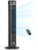 JRD 40' Tower Fan with 90° Oscillating & Remote, Quiet Cooling Fan with 3 Speeds,4 Modes,12H Timer, LED Display, 27ft/s Velocity, Bladeless Standing Floor Fan for Home Office