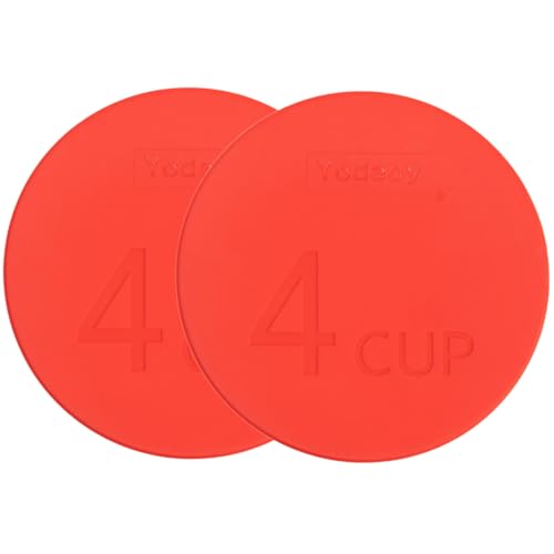 Yodecy Silicone Bowl Lids fit Pyrex Glass Bowls 7201-PC 4 Cup, Yodecy Silicone Bowl Lids fit Anchor Hocking Glass Bowls 7201-PC 4 Cup,Replacement Lids(2 Pack Red)