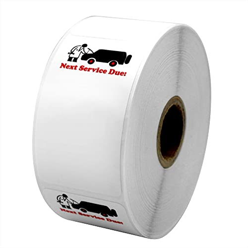 Car Check Printer Auto Service Reminder Stickers, Next Service Due Text with Mechanic with Car Logo, 500 Count