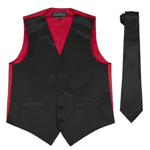 Men's Dress Formal Dress Vest Paisley and Solid Color Vest Necktie Hanky Set