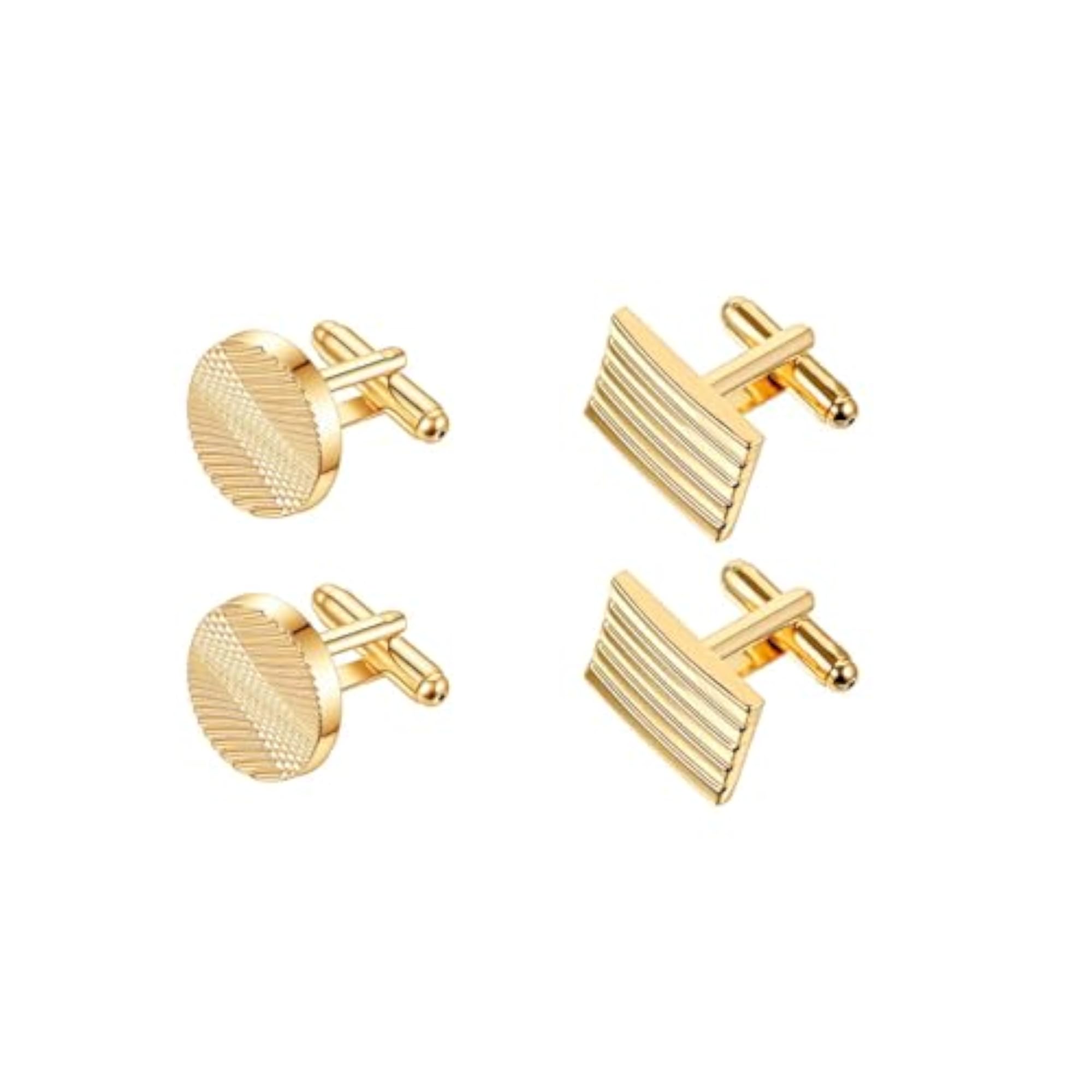4-Piece Cufflinks Set for Men, Striped Design