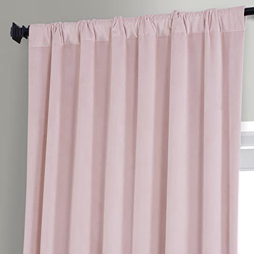 Image of HPD Half Price Drapes Signature Plush Velvet Blackout Curtains for Bedroom (1 Panel), 50W X 96L Hotel Black Out Curtains for Living Room, Thermal Insulated Blackout Curtains for Windows, Rose Water