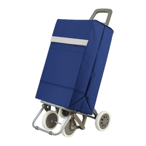 Carro de Compra Plegable Ligero, 100x41x33cm, Capacidad 48 litros, 4 Ruedas, Empaque Cartón Reforzado (Marino)