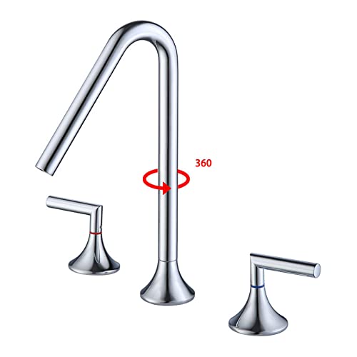 Mitigeur de lavabo Vintage à bec pivotant 360 et double commande laiton - 4